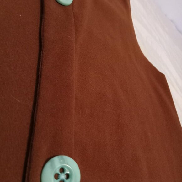 Vintage hippie brown jacket revamped with blue buttons, polyester and elastane - Picture 2 of 5